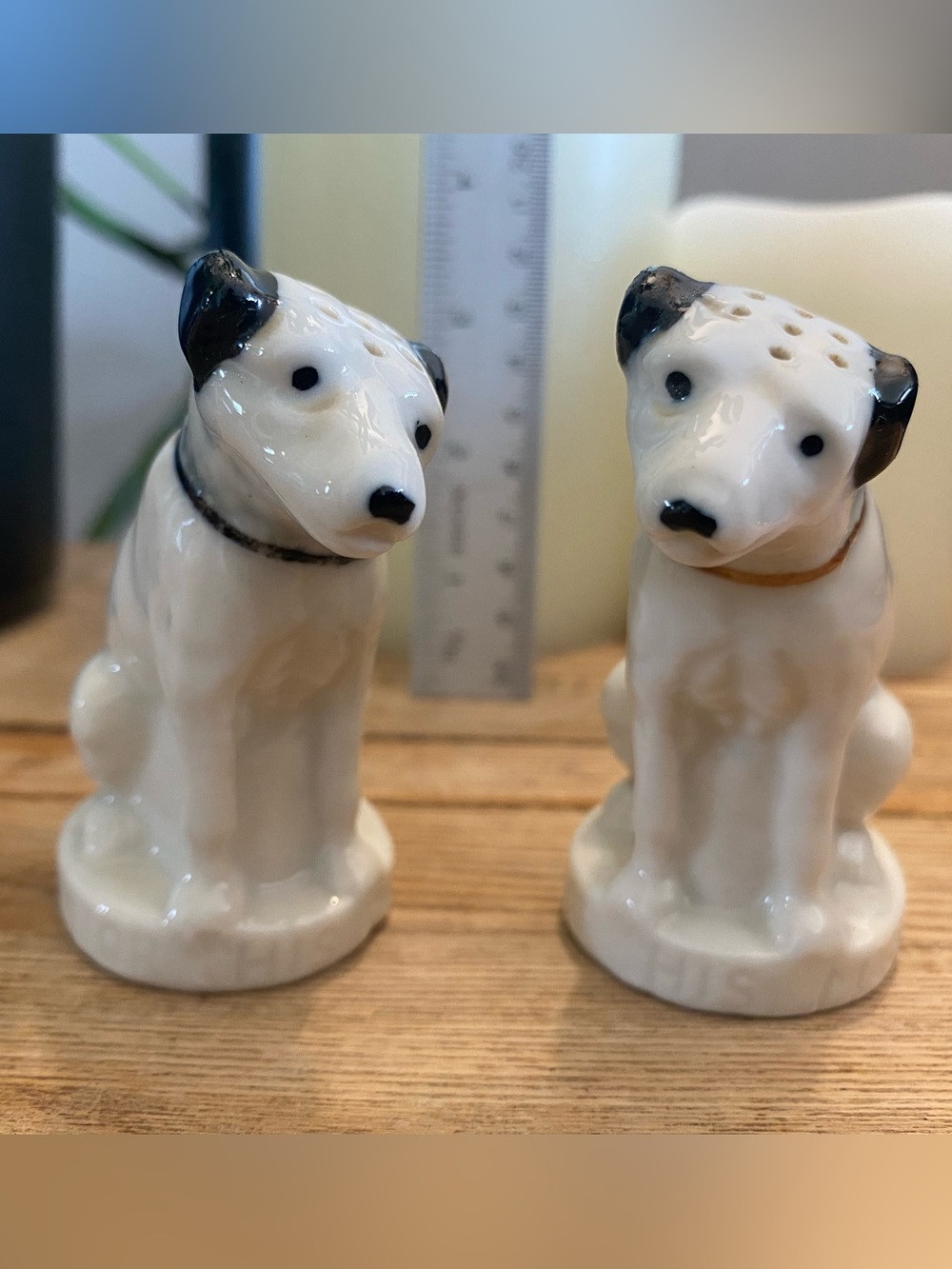Vintage RCA "His Master's Voice" Nipper Dog Ceramic Salt and Pepper Shakers
